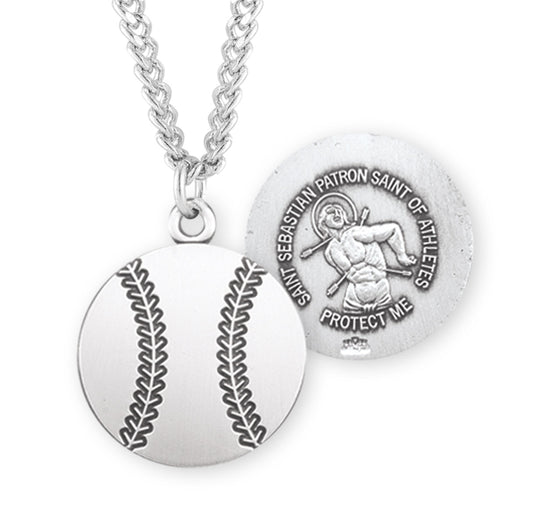 Saint Sebastian Sterling Silver Baseball Athlete Medal