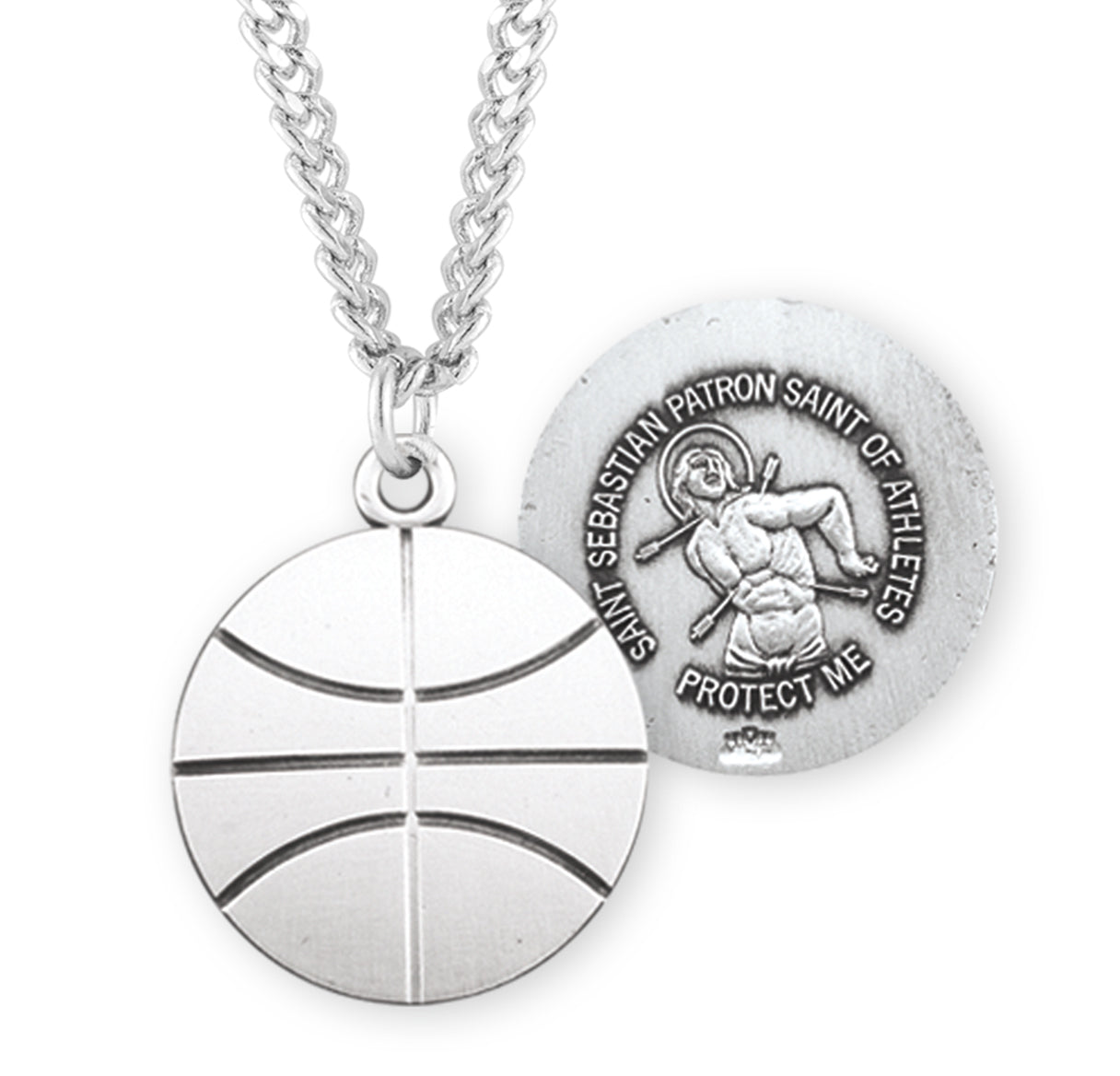 Saint Sebastian Sterling Silver Basketball Athlete Medal