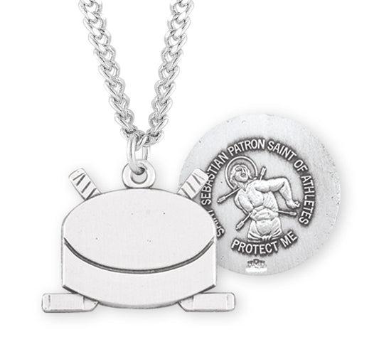 Saint Sebastian Sterling Silver Hockey Athlete Medal