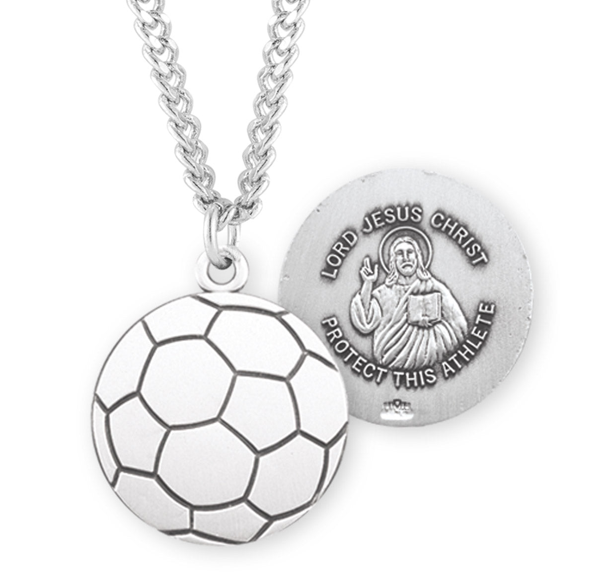 Lord Jesus Christ Sterling Silver Soccer Athlete Medal