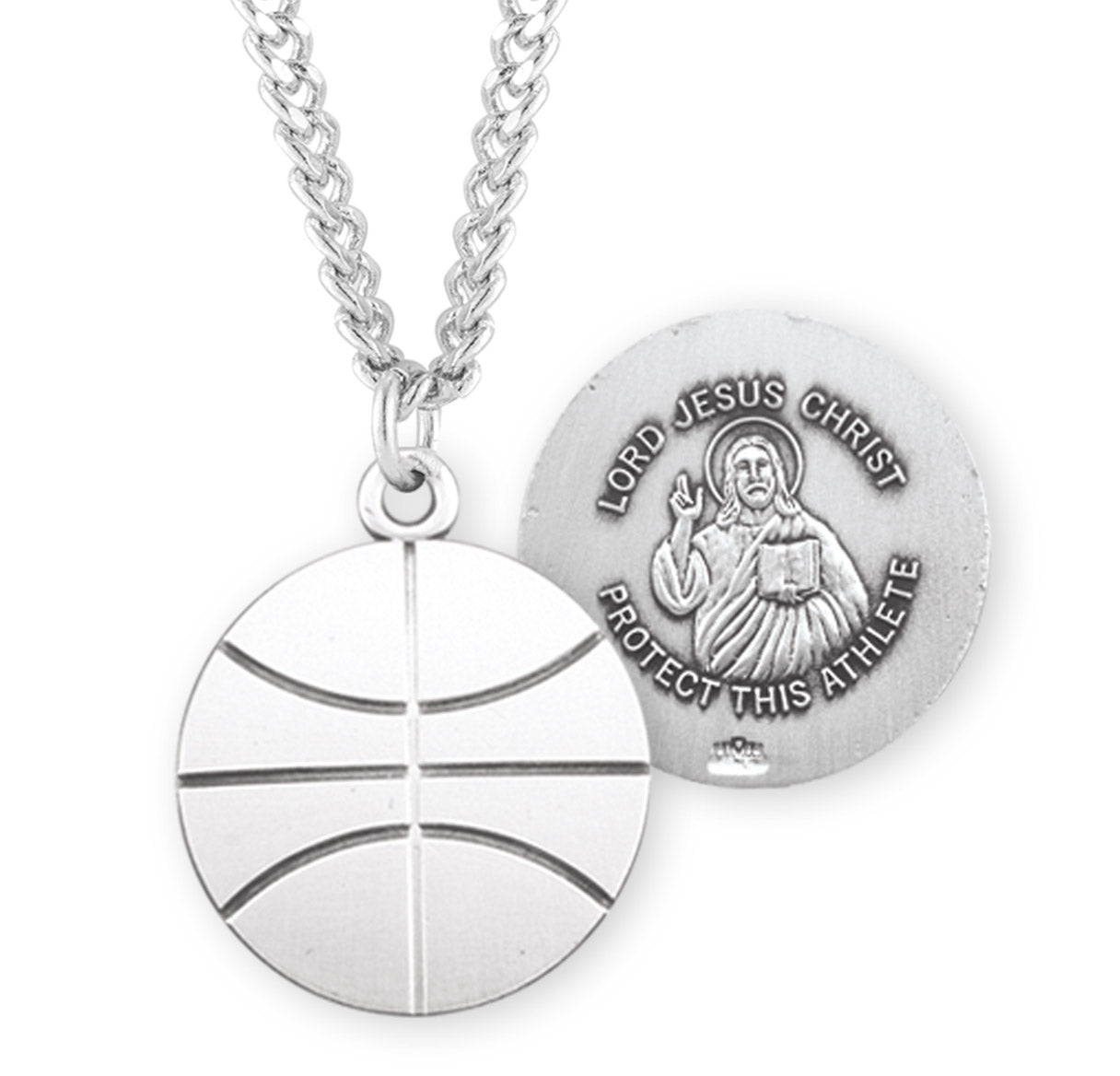 Lord Jesus Christ Sterling Silver Basketball Athlete Medal