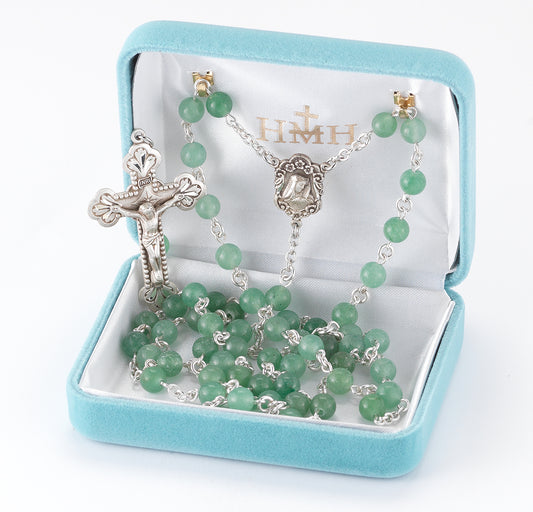 Genuine Aventurine Sterling Silver Rosary