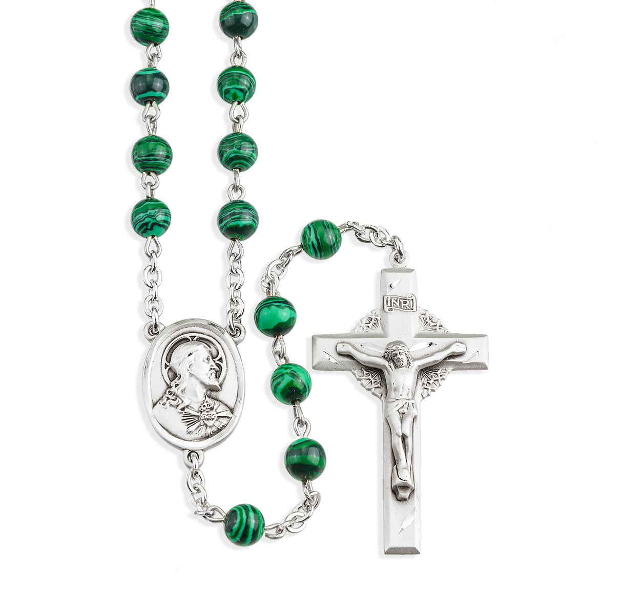 Genuine Malachite Sterling Silver Rosary