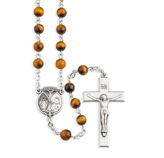 Genuine Tiger Eye Sterling Silver Rosary