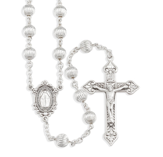 Straight Corrugated Sterling Silver Rosary