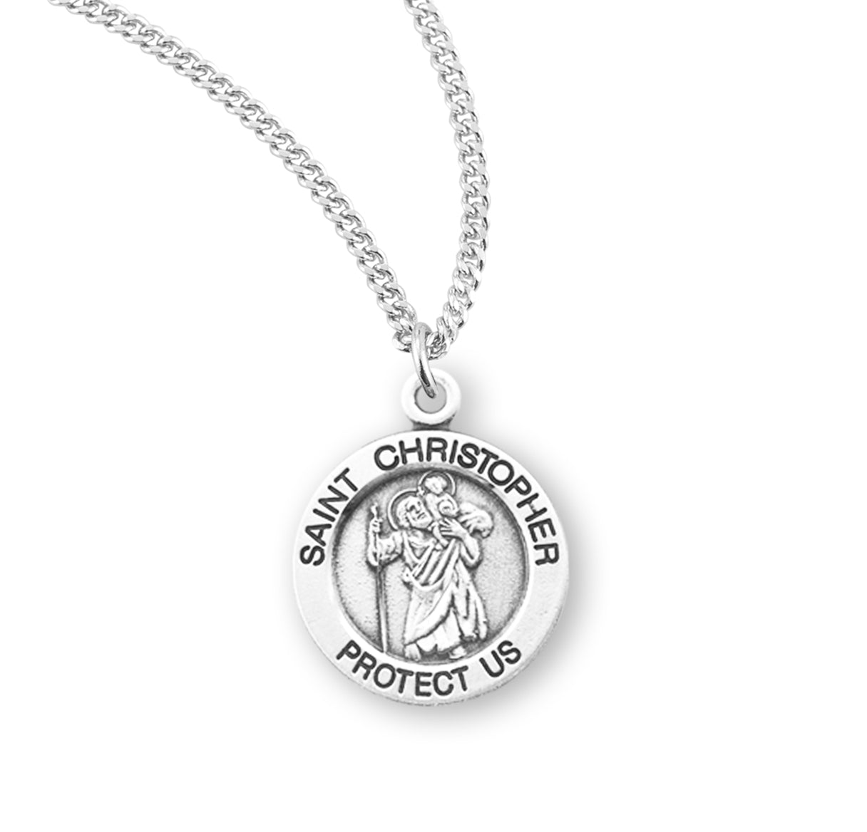 Patron Saint Christopher Round Sterling Silver Medal