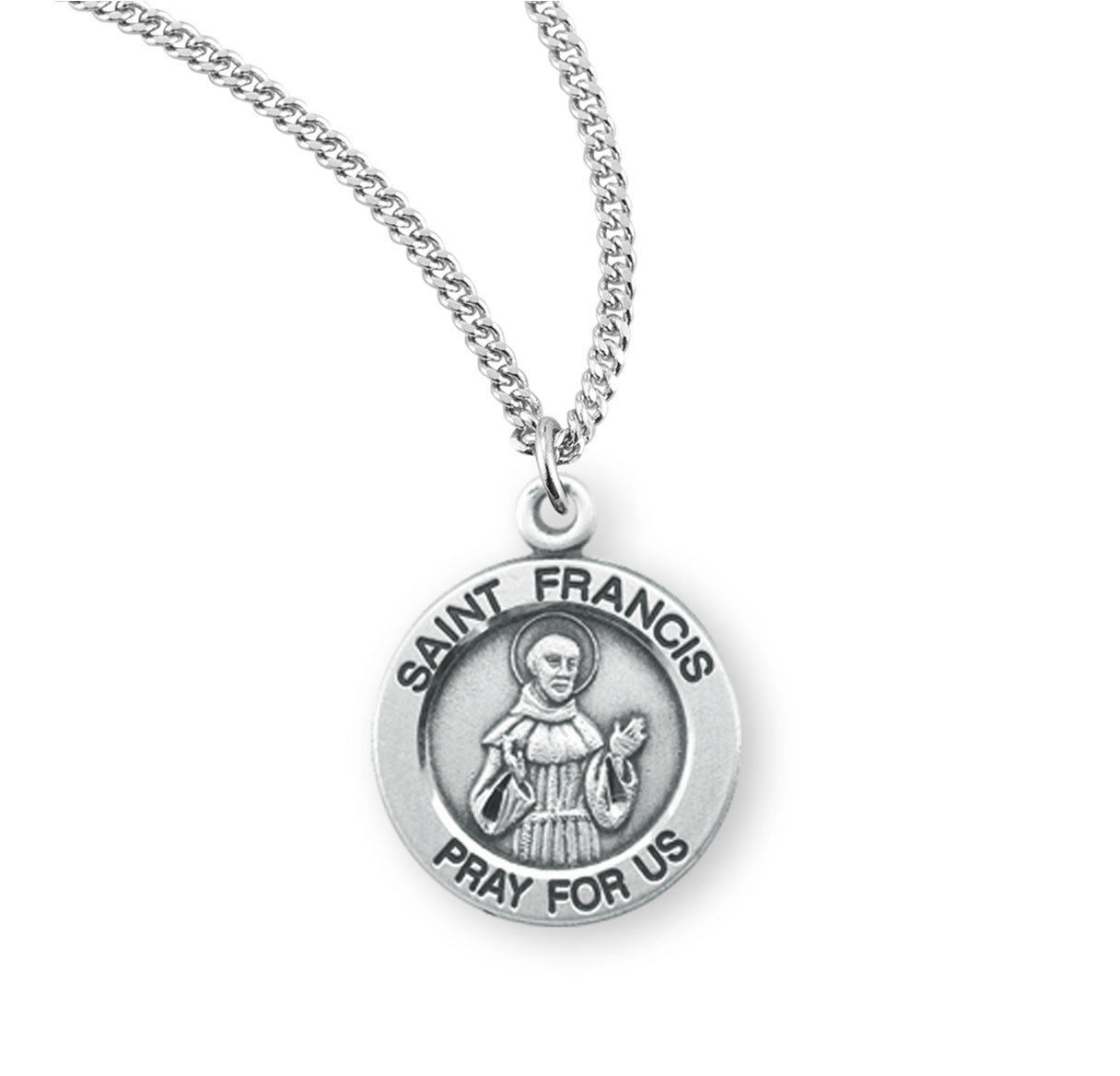 Patron Saint Francis of Assisi Round Sterling Silver Medal