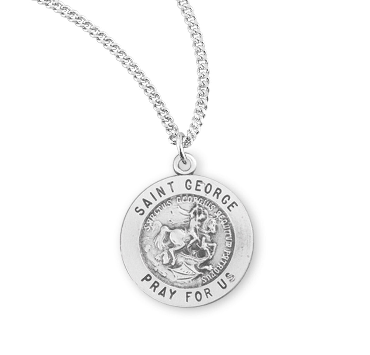 Patron Saint George Round Sterling Silver Medal