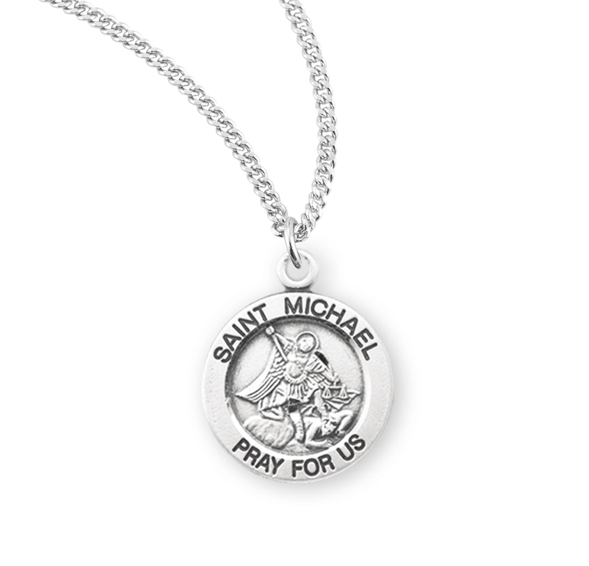 Patron Saint Michael Round Sterling Silver Medal