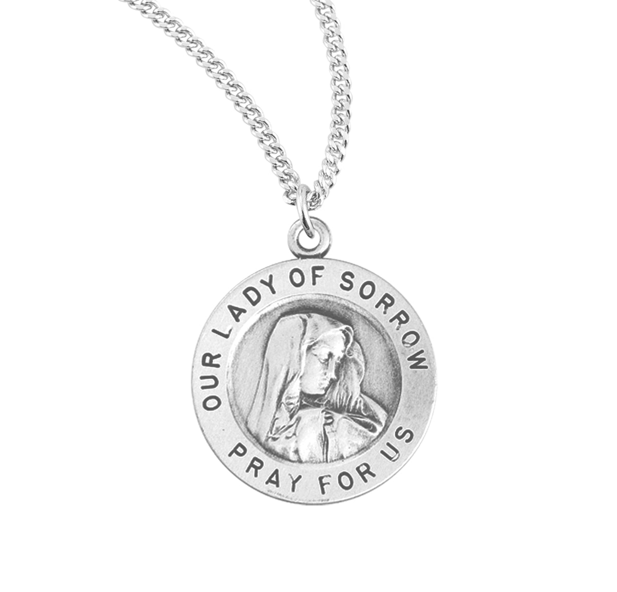Our Lady of Sorrows Round Sterling Silver Medal