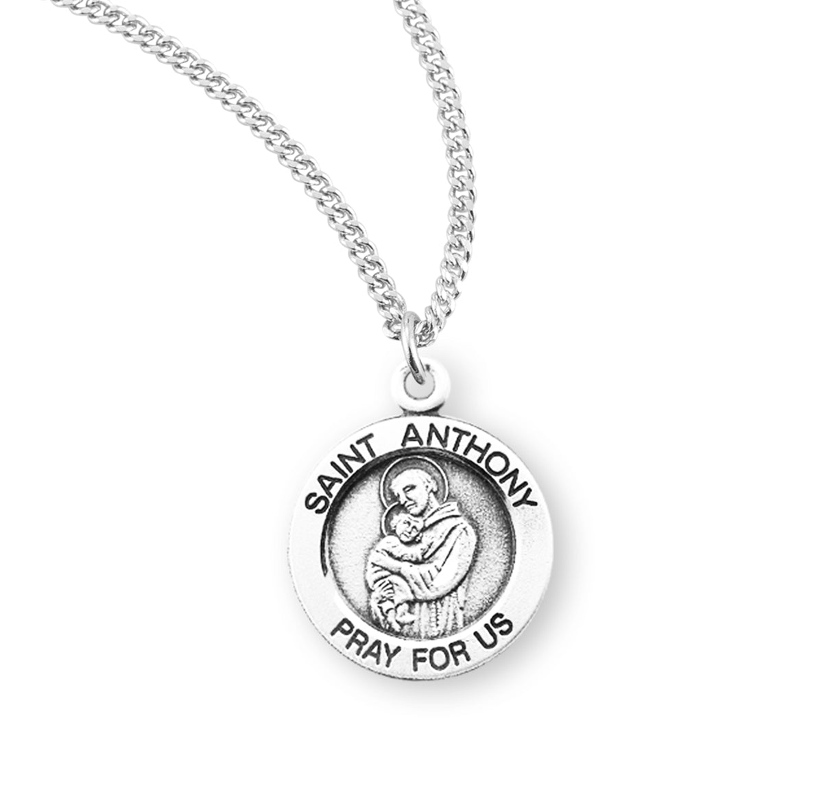 Patron Saint Anthony Round Sterling Silver Medal