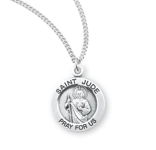 Patron Saint Jude Round Sterling Silver Medal