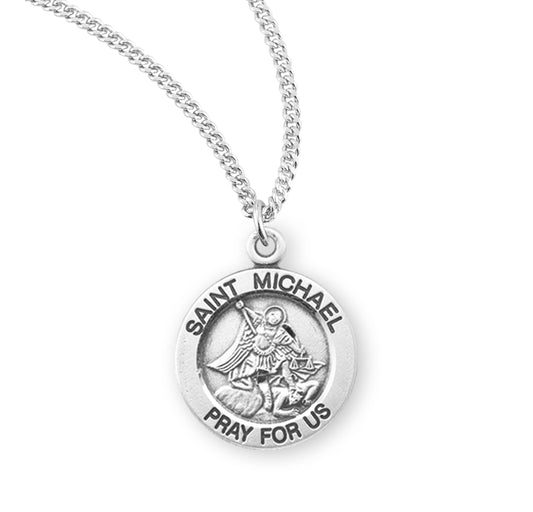 Patron Saint Michael Round Sterling Silver Medal