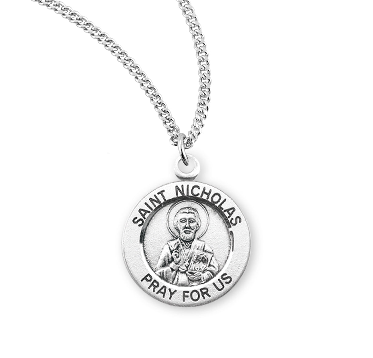 Patron Saint Nicholas Round Sterling Silver Medal