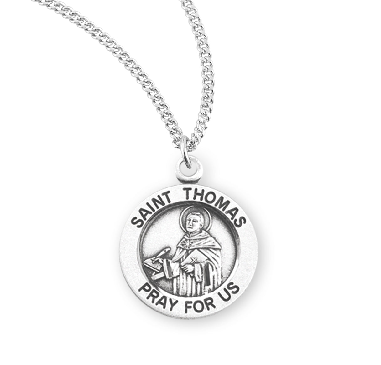 Patron Saint Thomas Round Sterling Silver Medal
