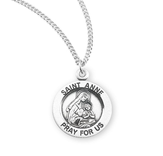 Patron Saint Anne Round Sterling Silver Medal