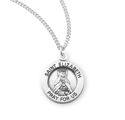 Patron Saint Elizabeth Round Sterling Silver Medal