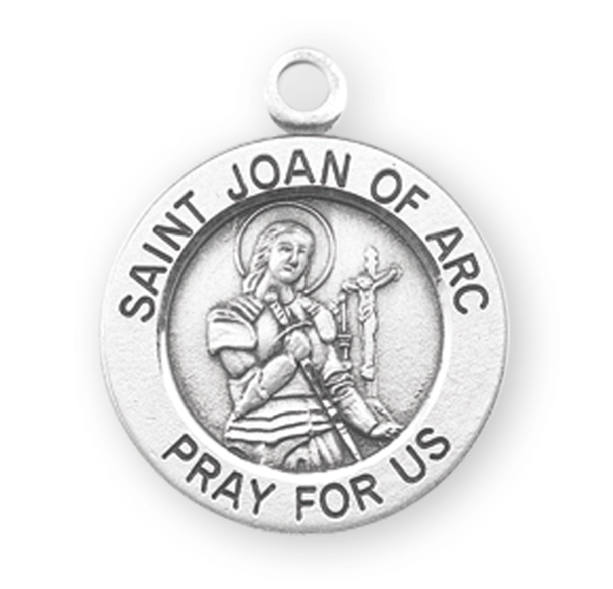 Patron Saint Joan of Arc Round Sterling Silver Medal