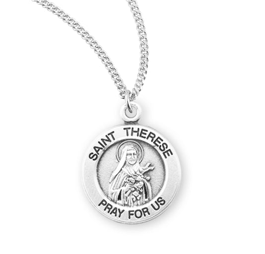 Saint Therese of Lisieux Round Sterling Silver Medal