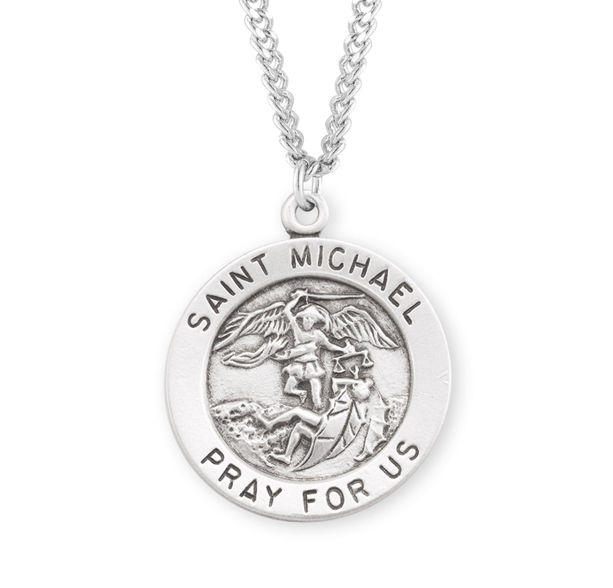 Patron Saint Michael the Archangel Round Sterling Silver Medal