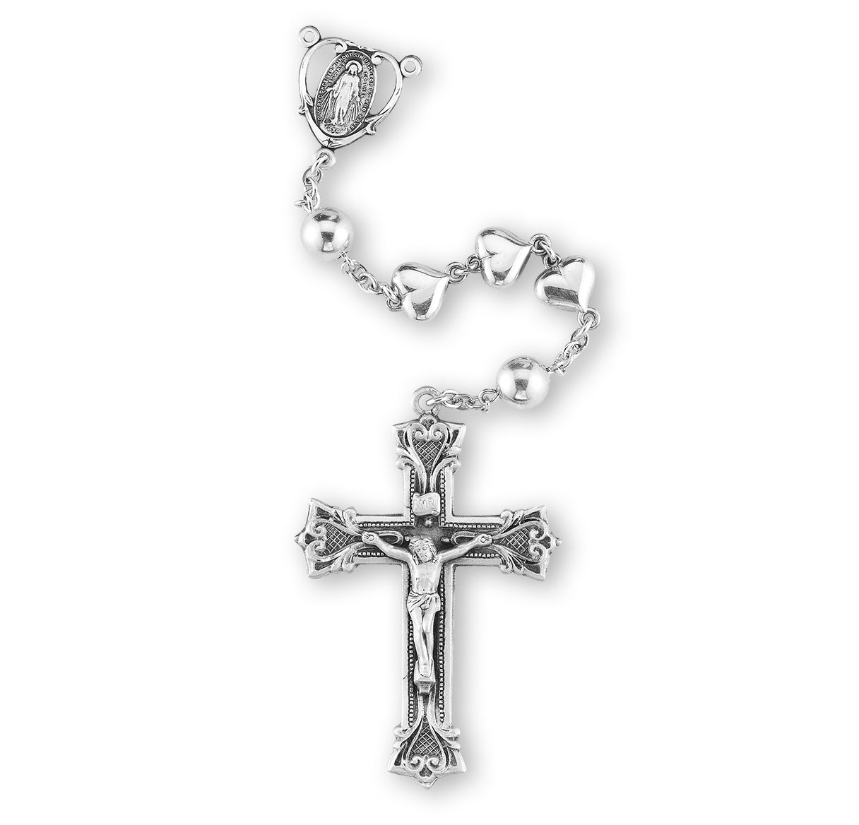 Sterling Silver Heart Shape Rosary