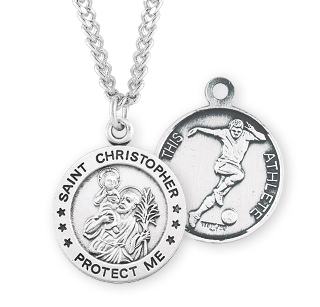 Saint Christopher Round Sterling Silver Soccer Male Athlete Medal – The ...