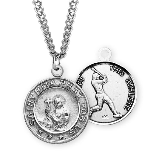 Saint Rita Sterling Silver Baseball Medal