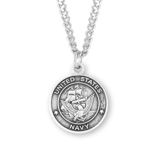 Navy Medal with St. Christopher on Reverse Side Sterling Silver