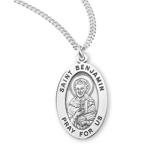 Patron Saint Benjamin Oval Sterling Silver Medal