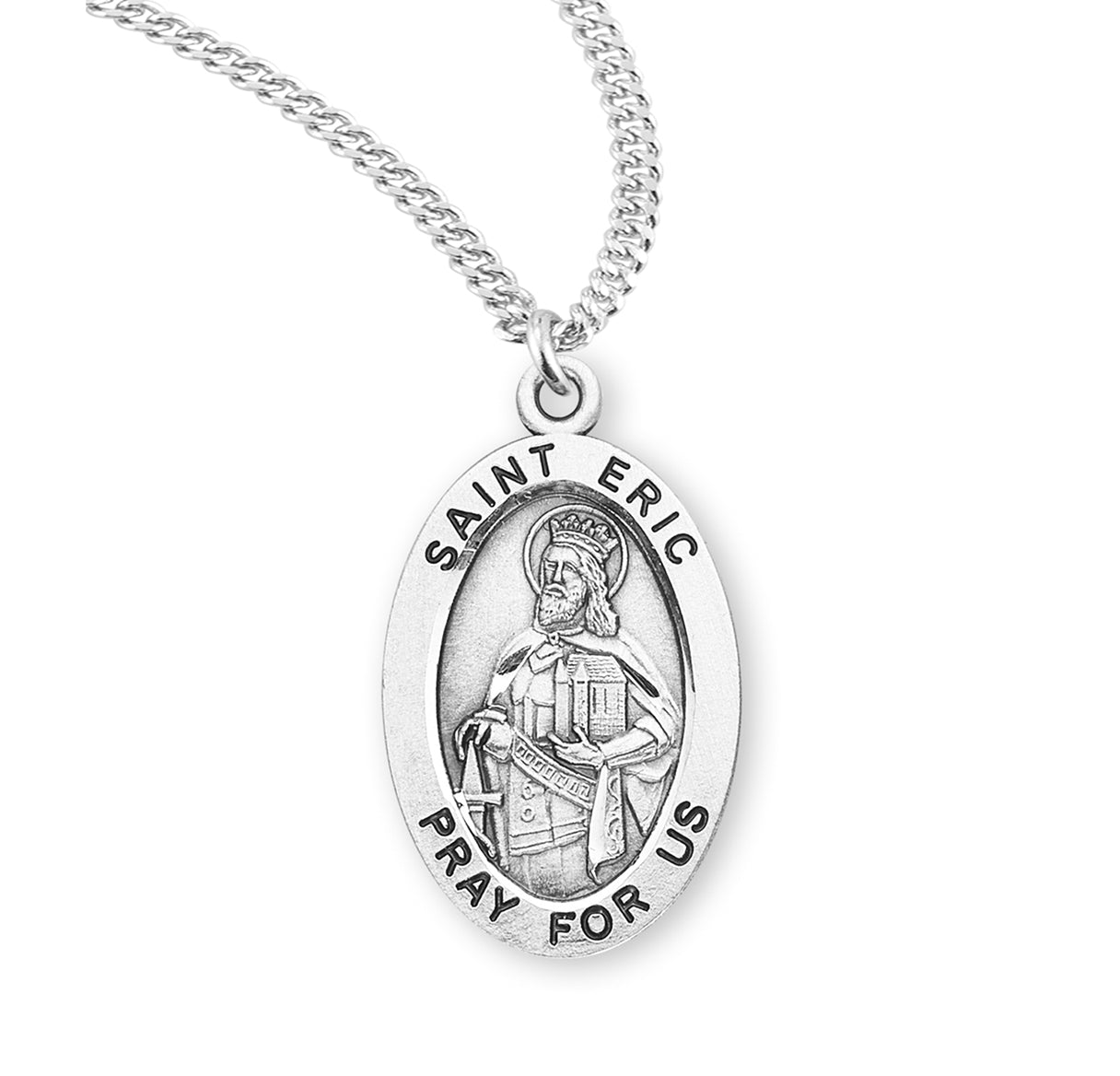 Patron Saint Eric Oval Sterling Silver Medal
