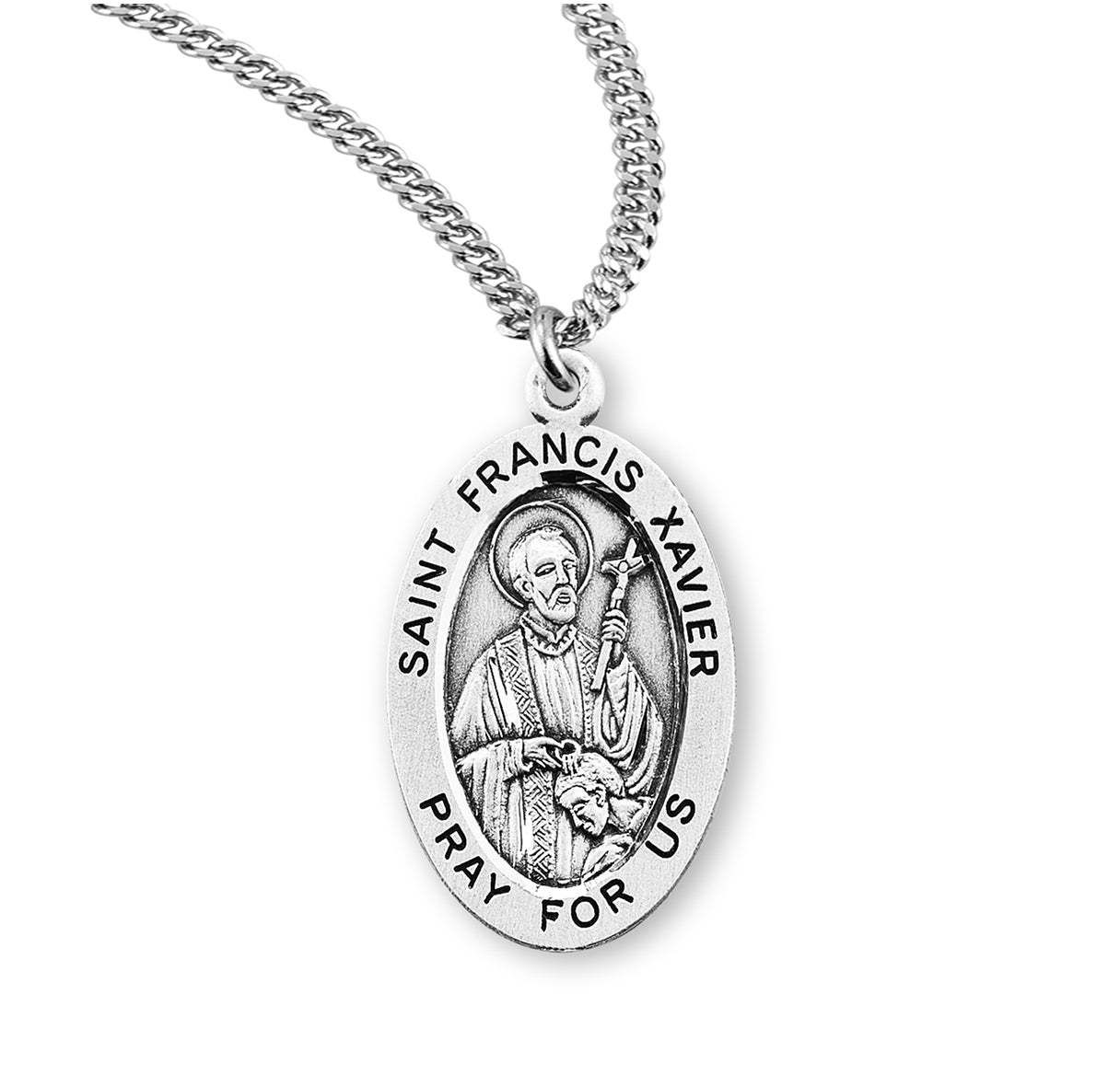 Patron Saint Francis Xavier Oval Sterling Silver Medal