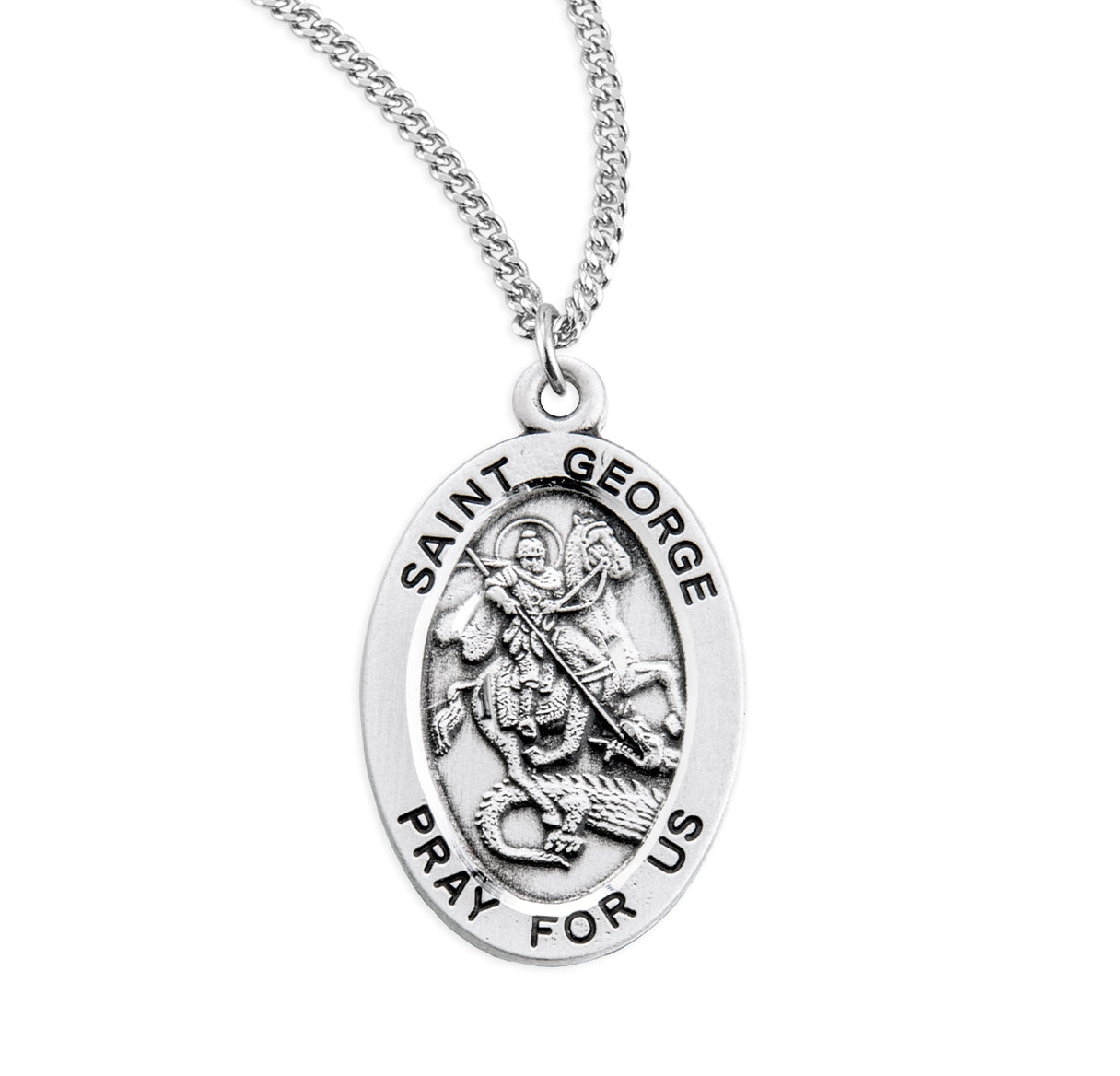 Patron Saint George Oval Sterling Silver Medal