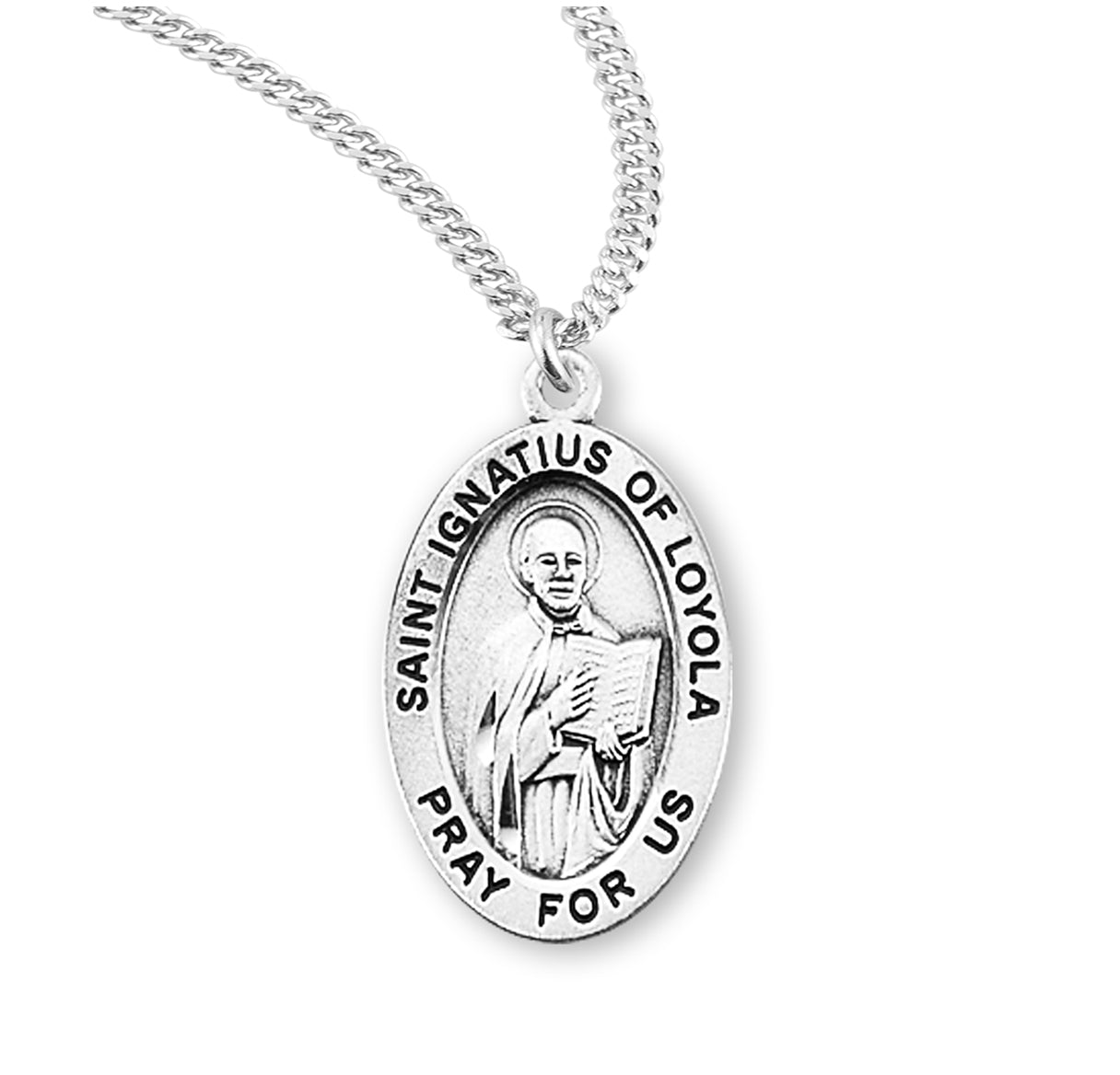 Patron Saint Ignatius of Loyola Oval Sterling Silver Medal