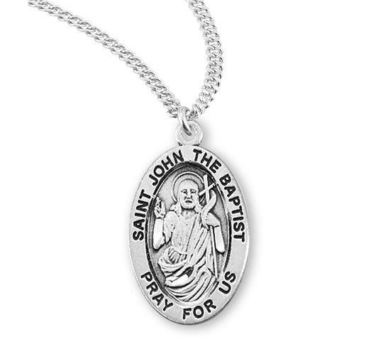 Patron Saint John the Baptist Oval Sterling Silver Medal