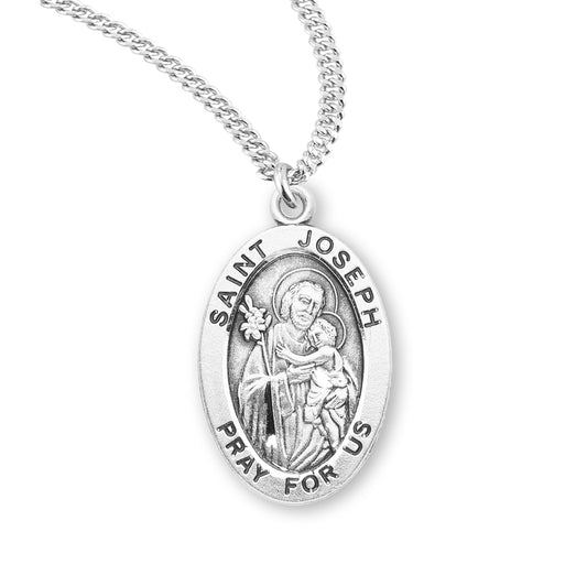 Patron Saint Joshua Oval Sterling Silver Medal