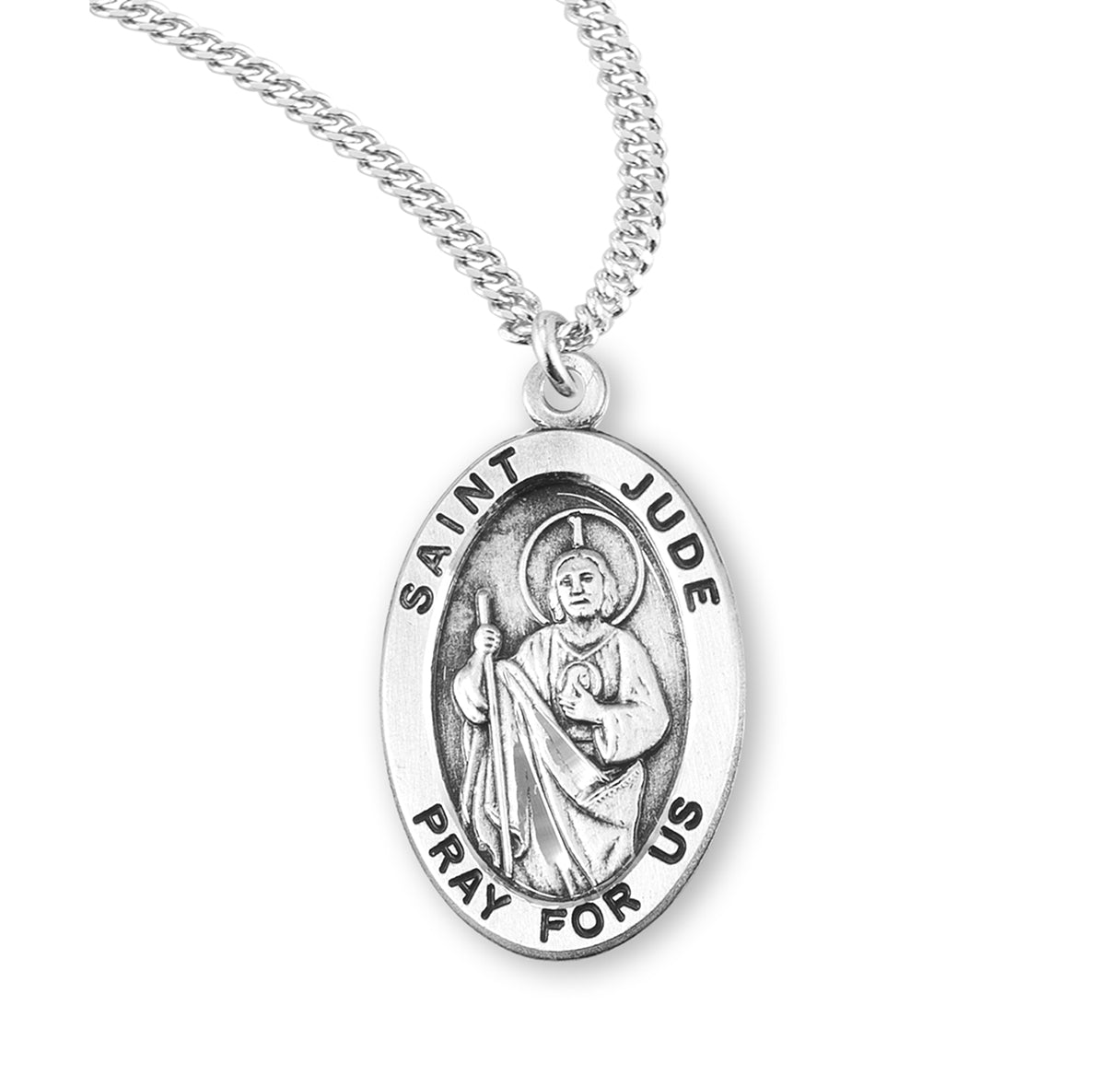 Patron Saint Jude Oval Sterling Silver Medal