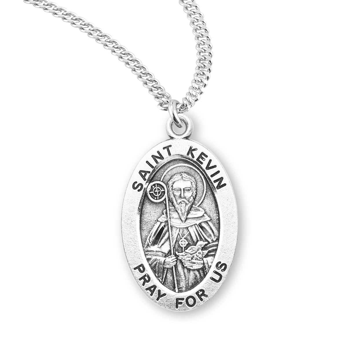 Patron Saint Kevin Oval Sterling Silver Medal