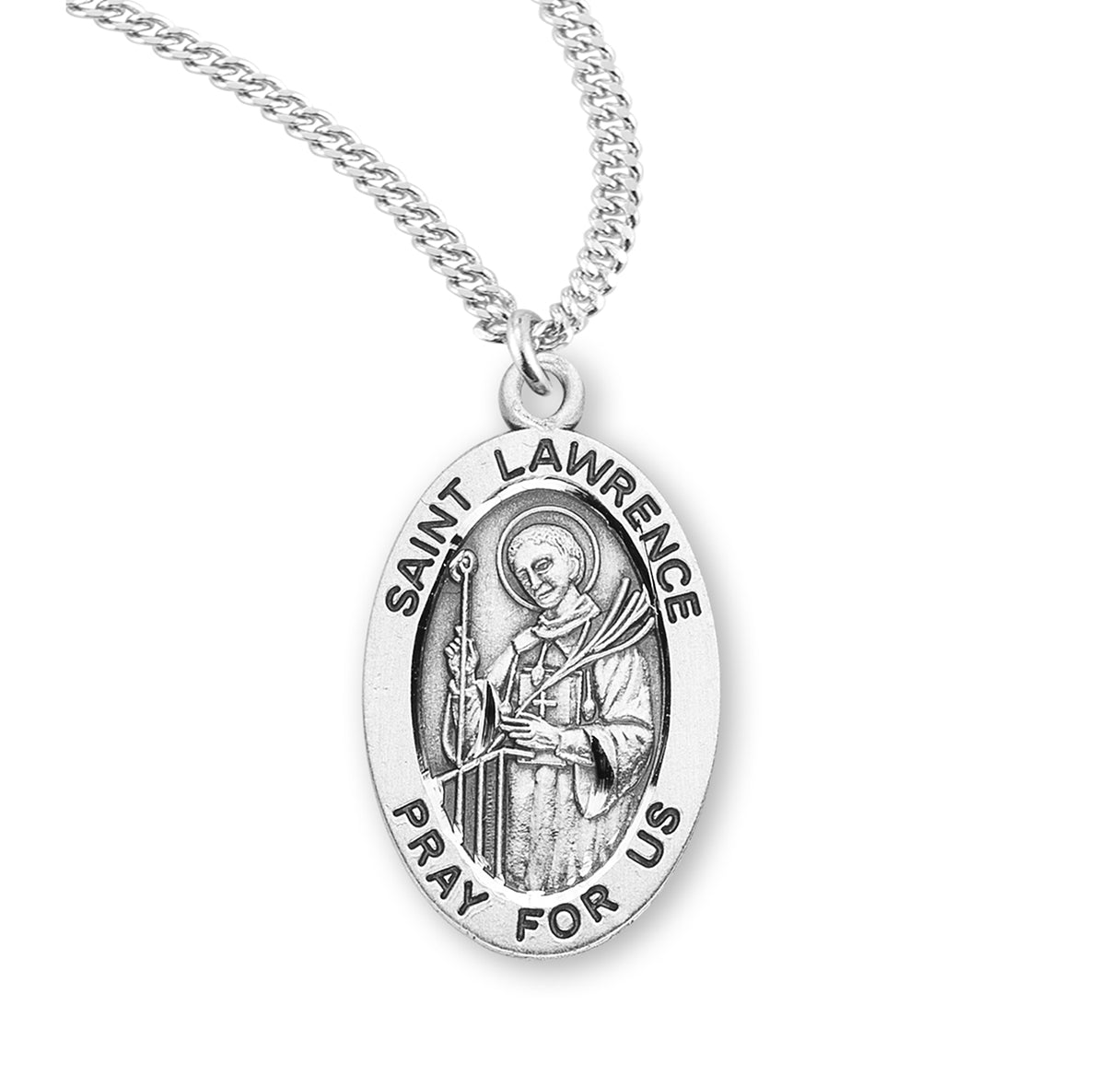Patron Saint Lawrence Oval Sterling Silver Medal