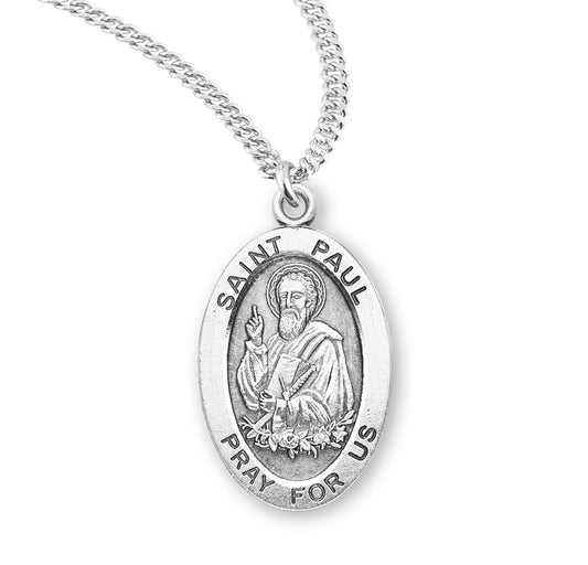 Patron Saint Paul Oval Sterling Silver Medal