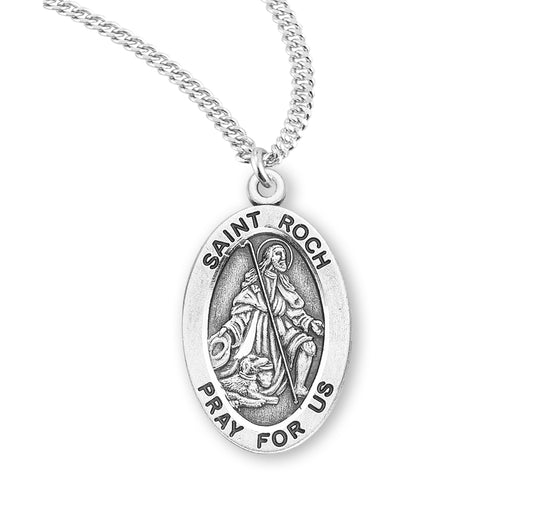 Patron Saint Roch Oval Sterling Silver Medal