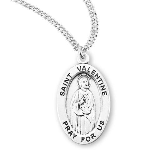 Patron Saint Valentine Oval Sterling Silver Medal