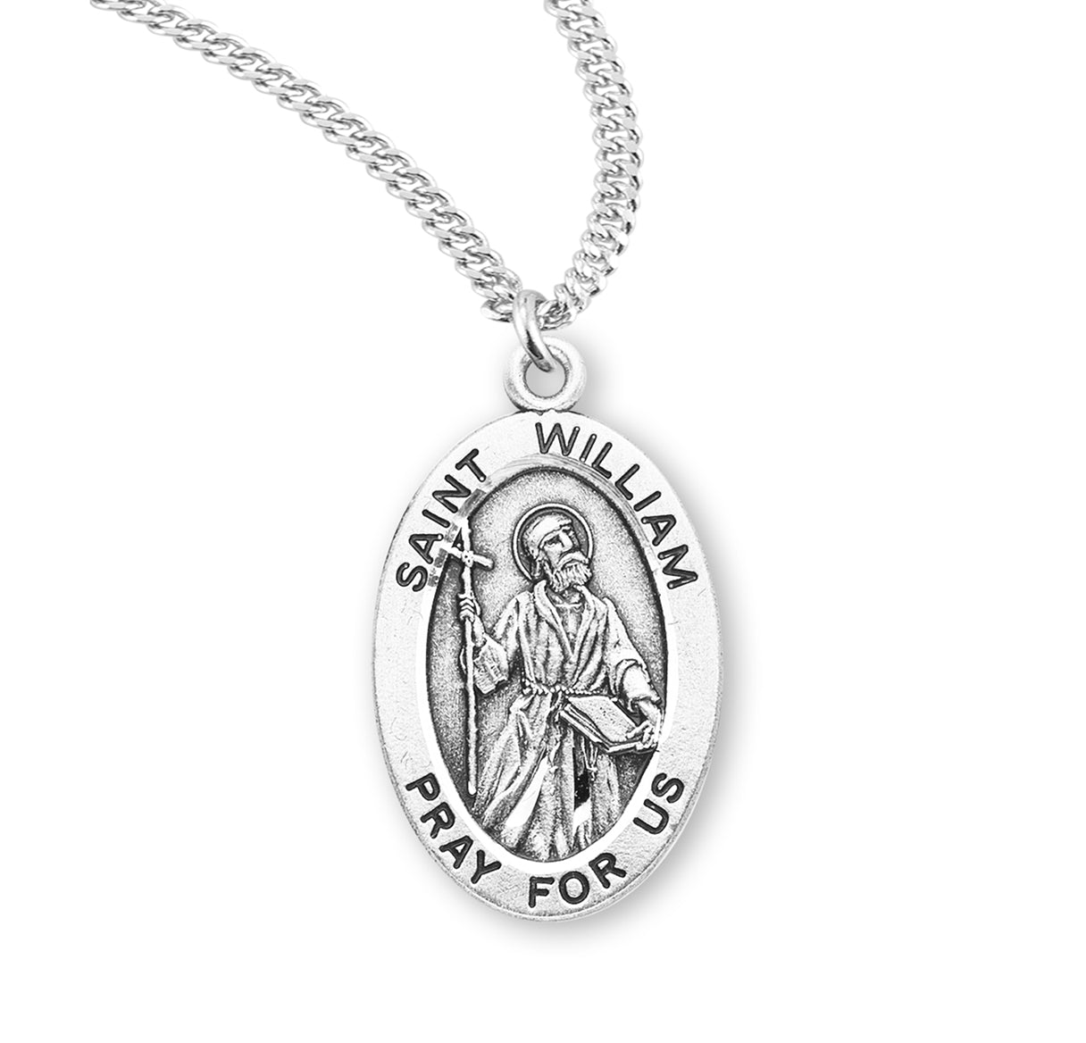 Patron Saint William Oval Sterling Silver Medal