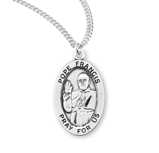 Pope Francis Oval Sterling Silver Medal