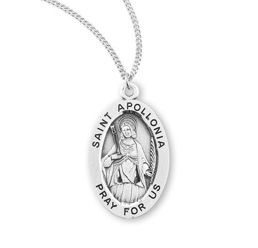 Patron Saint Angela Oval Sterling Silver Medal