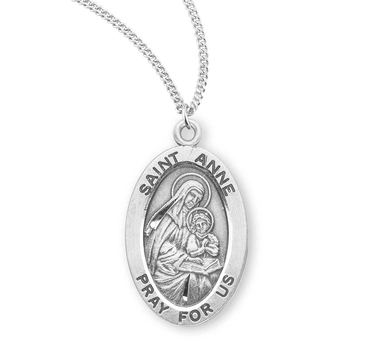 Patron Saint Anne Oval Sterling Silver Medal