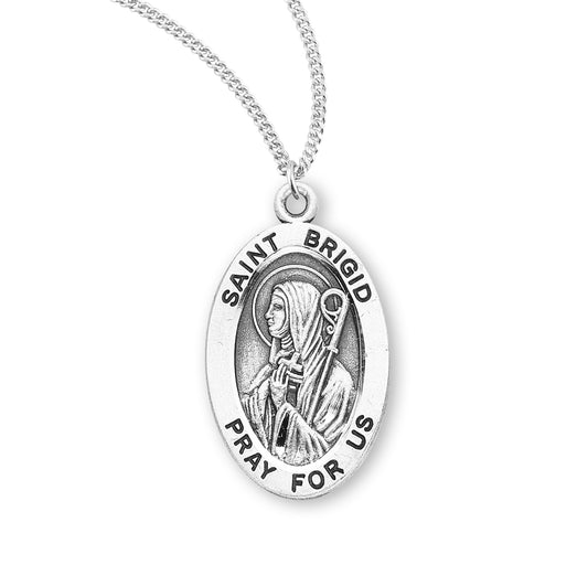 Patron Saint Brigid Oval Sterling Silver Medal