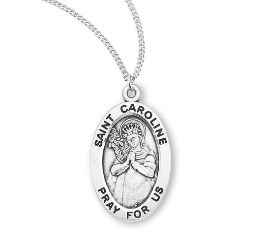 Patron Saint Charlotte Oval Sterling Silver Medal