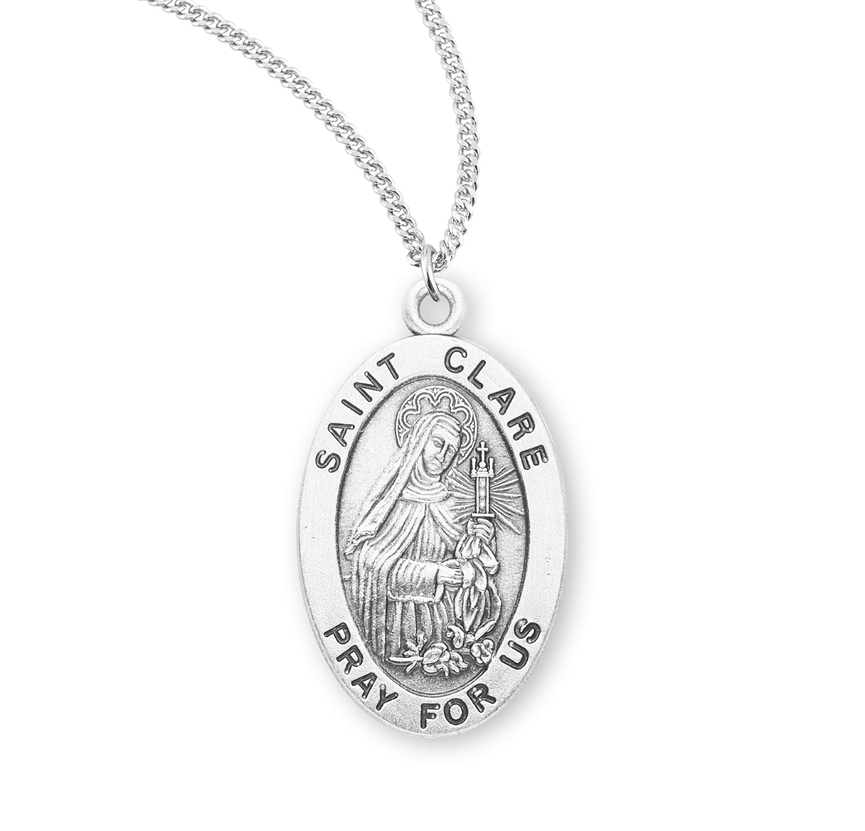 Patron Saint Clare Oval Sterling Silver Medal