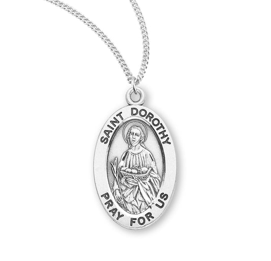 Patron Saint Dymphna Oval Sterling Silver Medal