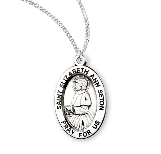 Patron Saint Elizabeth Oval Sterling Silver Medal